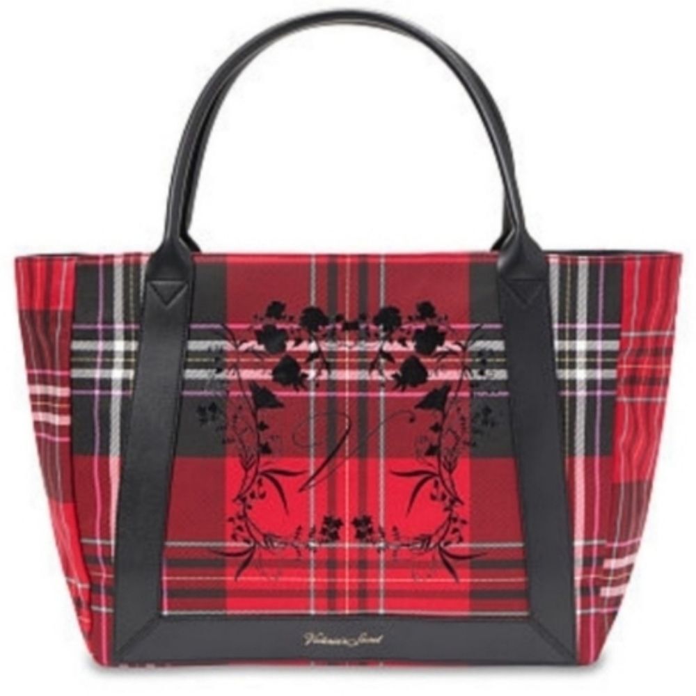 Victoria's Secret Festive 2020 Winter Red Plaid Tote Bag NEW